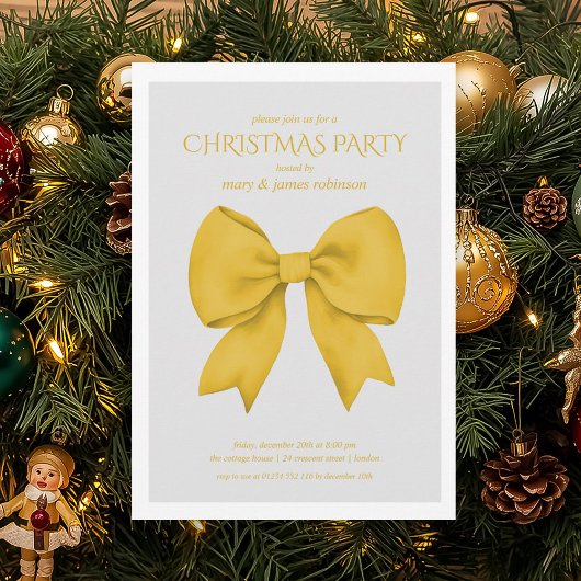 Modern Gold Bow Weihnachtsfeier Einladung