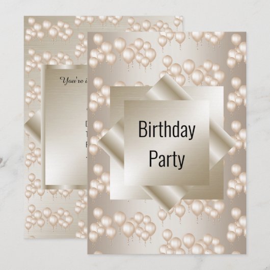 Modern Gold Bronze Ballon All Occaso PARTY Einladung (Vorne/Hinten)