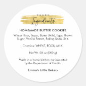 Modern Gold Brush Stroke Bakery Ingredient Product Runder Aufkleber (Vorderseite)