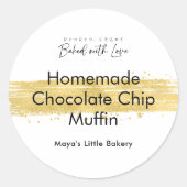 Modern Gold Brush Stroke Bakery Product Runder Aufkleber (Vorderseite)