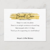 Modern Gold Brush Stroke Bread Care Instructions Dankeskarte (Vorderseite)