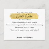 Modern Gold Brush Stroke Cake Care Instructions Dankeskarte (Vorderseite)