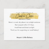 Modern Gold Brush Stroke Cookie Care Instructions Dankeskarte (Vorderseite)