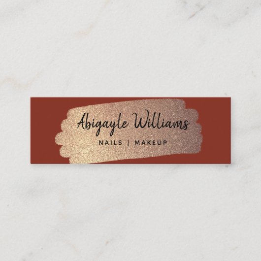 Modern Gold Brush Stroke Mini Visitenkarte (Vorderseite)