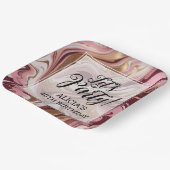Modern Gold Burgund Pink Marble Fluid Birthday Pappteller (Gewinkelt)
