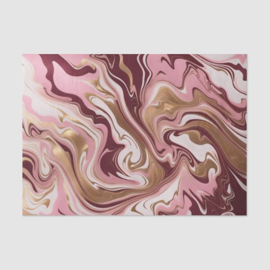 Modern Gold Burgund Pink Marble Fluid Birthday Seidenpapier (Vorderseite)