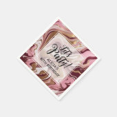 Modern Gold Burgund Pink Marble Fluid Birthday Serviette (Ecke)