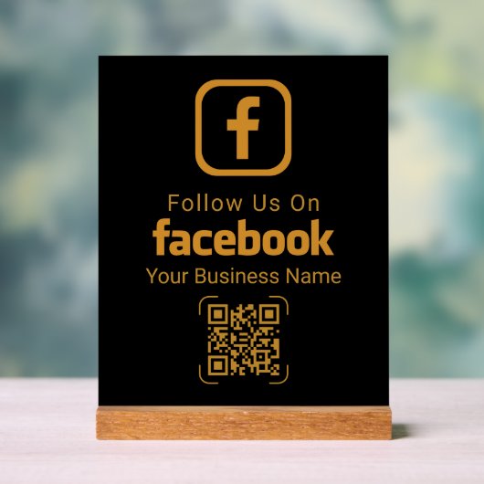 Modern Gold Business Facebook QR Code Acrylschild (Neutral)