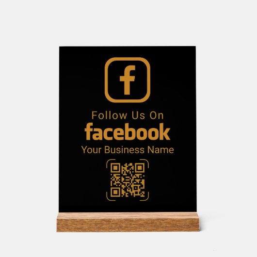 Modern Gold Business Facebook QR Code Acrylschild (Vorderseite)
