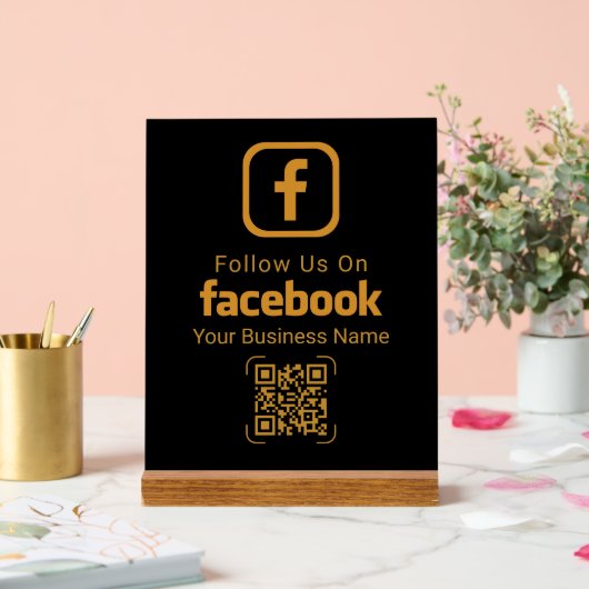 Modern Gold Business Facebook QR Code Acrylschild (Hochzeit)