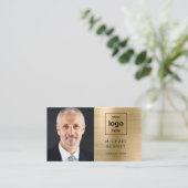 Modern Gold Business Logo Foto Visitenkarte (Stehend Vorderseite)