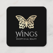 Modern Gold Butterfly Black Quadratische Visitenkarte (Vorderseite)
