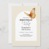 Modern Gold Butterfly Girl Geburtstagsparty Einladung (Vorderseite)
