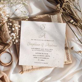Modern Gold Calligraphy Champagne Ivory Wedding Einladung