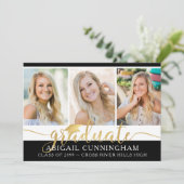 Modern Gold Calligraphy Script 4 Foto Abschluss Ankündigung (Stehend Vorderseite)