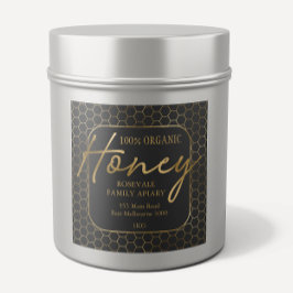 Modern Gold Charcoal Honeycomb Honey Apiary Label Quadratischer Aufkleber