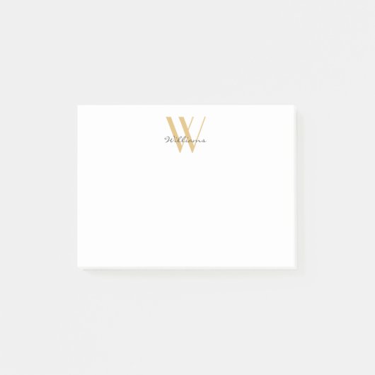 Modern Gold Chic Monogram Name Skript Einfach Post-it Klebezettel (Vorderseite)