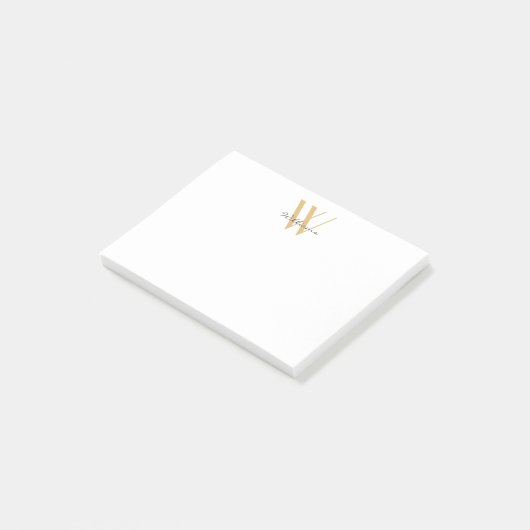 Modern Gold Chic Monogram Name Skript Einfach Post-it Klebezettel (angewinkelt)