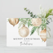 Modern Gold Christmas Bauble Einladung (Stehend Vorderseite)