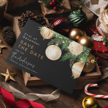 Modern Gold Christmas Bauble Save the Date