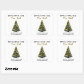 Modern Gold Christmas Tree Candle Label Quadratischer Aufkleber (Blatt)