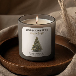Modern Gold Christmas Tree Candle Label Quadratischer Aufkleber