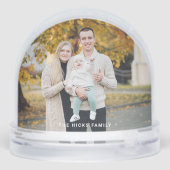 Modern Gold Christmas Tree Family Photo Snow Globe Schneekugeln (Rückseite)