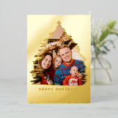 Modern Gold Christmas Tree Frame Foto Folien Feiertagskarte (Stehend vorne)