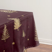 Modern Gold Christmas trees pattern on burgundy Tischdecke (Beispiel)