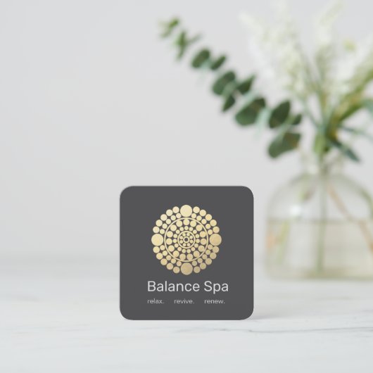 Modern Gold Circle Mandala Motif Quadratische Visitenkarte (Stehend Vorderseite)