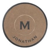 Modern Gold Classic Monogram Name Eishockey Puck (Vorderseite)
