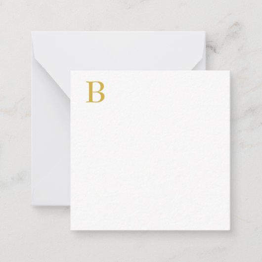Modern Gold Color Monogram Add Name Initial Mitteilungskarte (Vorderseite)