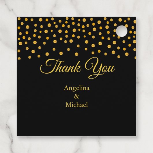 Modern Gold Confetti Vielen Dank Geschenkanhänger (Rückseite)