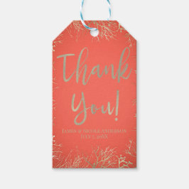 Modern Gold Coral Orange Eleganter Strand Hochzeit Geschenkanhänger