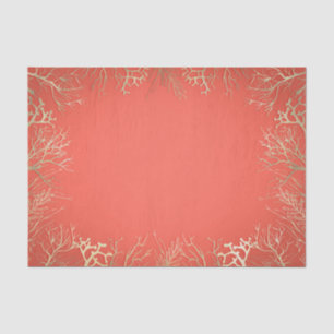 Modern Gold Coral Orange Eleganter Strand Hochzeit Seidenpapier