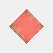 Modern Gold Coral Orange Eleganter Strand Hochzeit Serviette (Ecke)