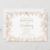 Modern Gold Coral White Elegante Beach Wedding Einladung (Vorderseite)