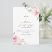 Modern Gold Cross First Heilige Kommune Vielen Dan Dankeskarte (Stehend Vorderseite)