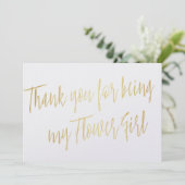 Modern Gold "Danke, dass du mein Blumenmädchen bis Dankeskarte (Stehend Vorderseite)