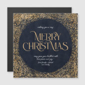 Modern Gold Dark Blue Elegant Frohe Weihnachten Magnetkarte (Vorne/Hinten)