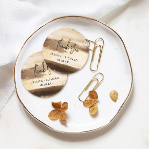 Modern Gold & Dark Watercolor Vielen Dank für Ihre Runder Aufkleber