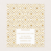 Modern Gold Diamond Shapes Doodles Stamm Ikat Visitenkarten (Innenseite Aufgefaltet)