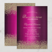 Modern Gold Diamonds Violet Metallic Quinceañera Einladung (Vorne/Hinten)