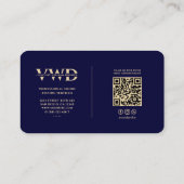 Modern Gold Drone Operator Monogram Midnight Blue Visitenkarte (Rückseite)