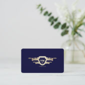 Modern Gold Drone Operator Monogram Midnight Blue Visitenkarte (Stehend Vorderseite)