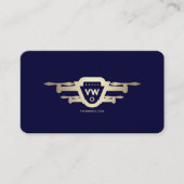 Modern Gold Drone Operator Monogram Midnight Blue Visitenkarte (Vorderseite)