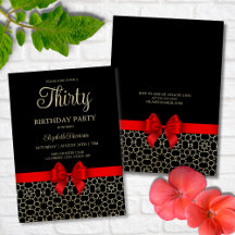 Modern Gold Egypt Geometric Red Bow 30. Geburtstag