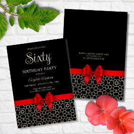Modern Gold Egypt Geometric Red Bow 60. Geburtstag Einladung