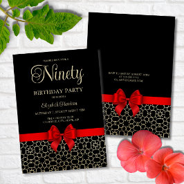 Modern Gold Egypt Geometric Red Bow 90. Geburtstag Einladung