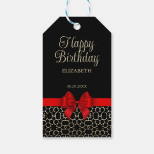 Modern Gold Egypt Geometric Red Bow Happy Birthday Geschenkanhänger
